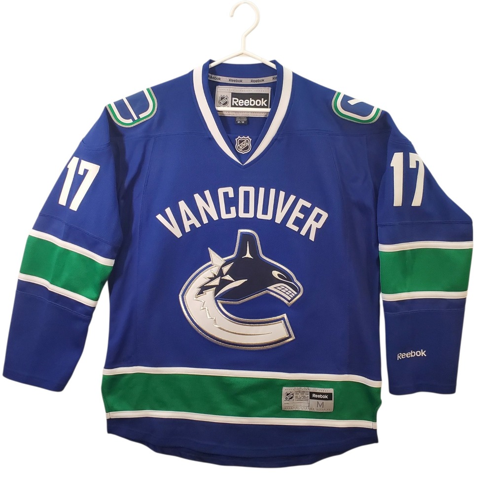 Reebok Vancouver Canucks Ryan Kesler 17 NHL Hockey Jersey Mens Medium Blue Whale
